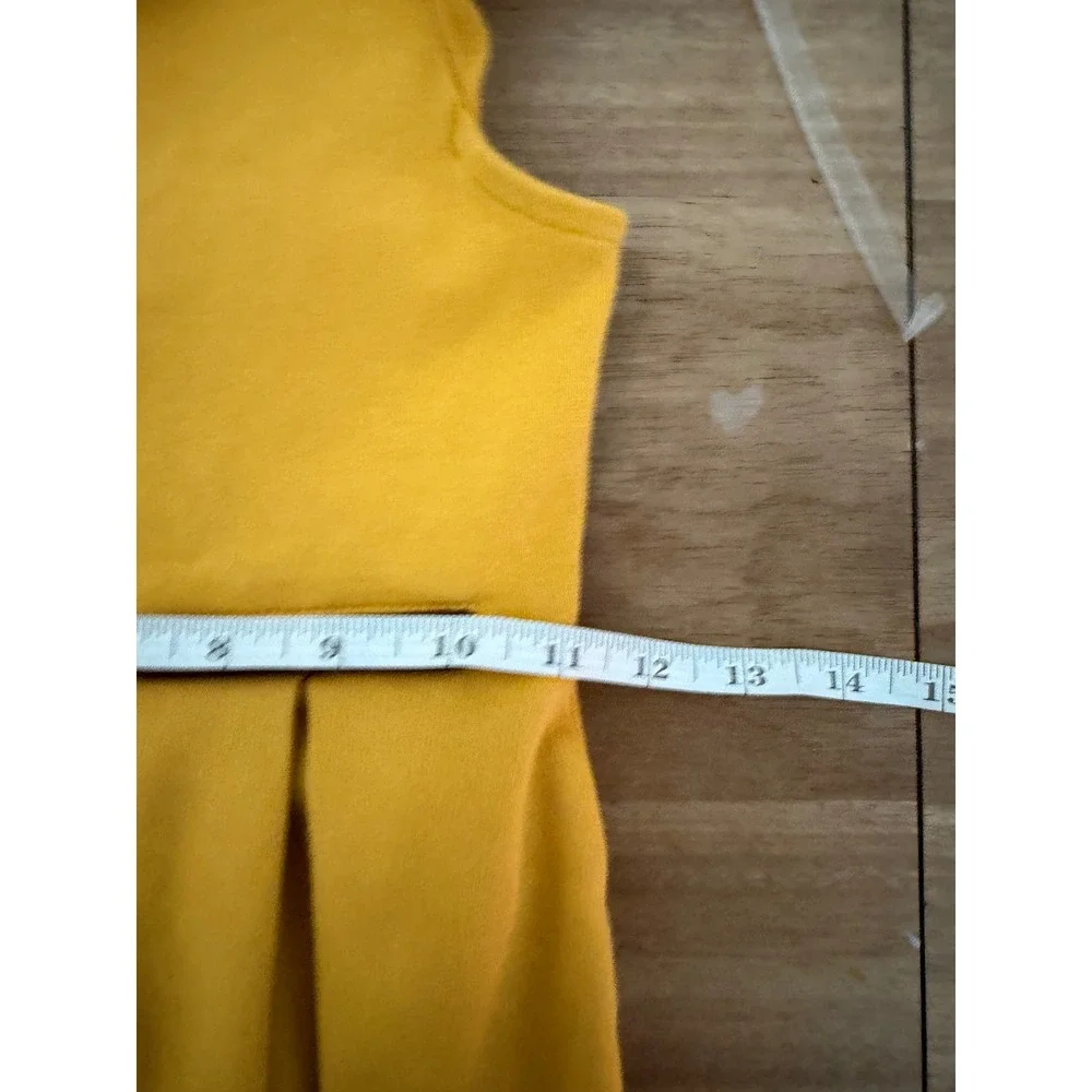 Janie and Jack Girls Mustard Yellow Peter Pan Collar Ponte Ruffle Dress Size 6